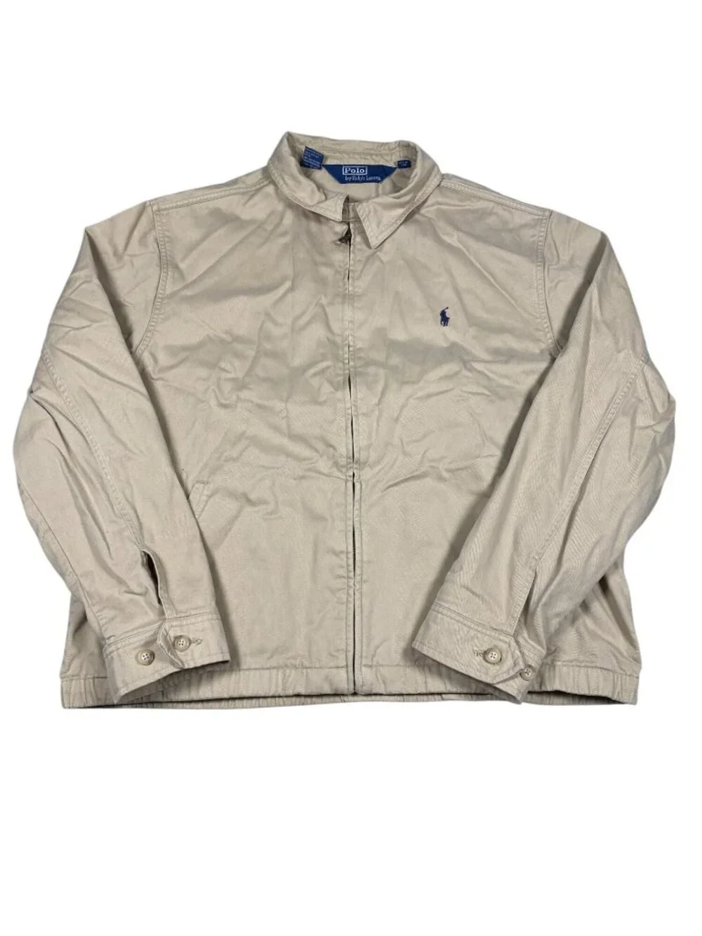Polo Ralph Lauren Mens Beige Full-Zip Harrington Jacket L Cotton Lightweight